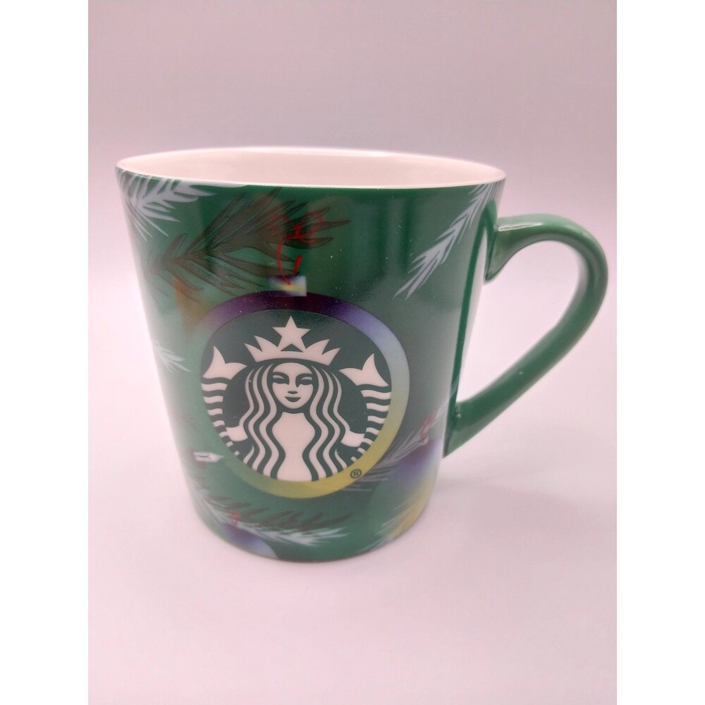 Starbucks Holiday Coffee Mug Green 2020 18 Oz Christmas Lights Pines EUC